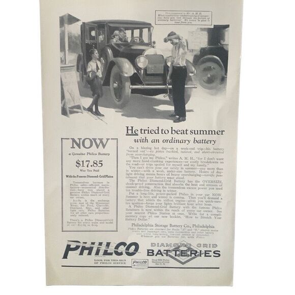 Vintage 1923 Philco Batteries Tried to Beat Summer Ad Advertisement - Picture 3 of 4